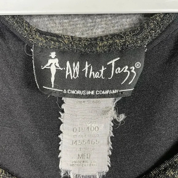 VTG All That Jazz Slinky Knit Black Gold Paisley Short Sleeve Shift Dress Size M - Picture 7 of 9